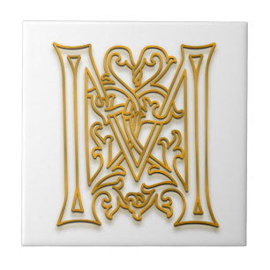 M Monogram "Irish Gold" Keramische Tegel Tegeltje