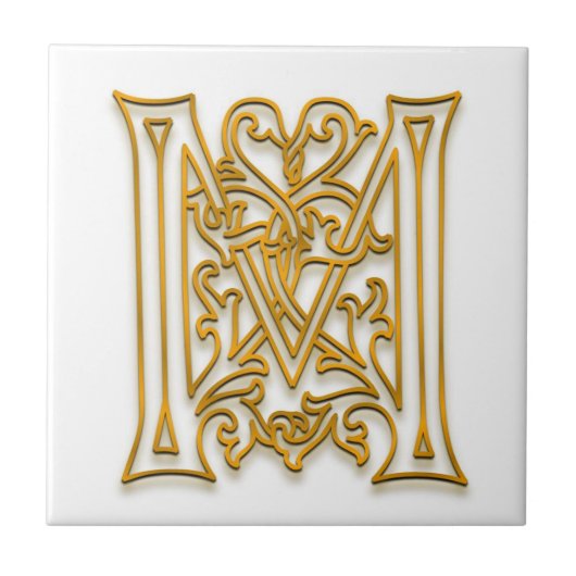 M Monogram "Irish Gold" Keramische Tegel Tegeltje (Voorkant)