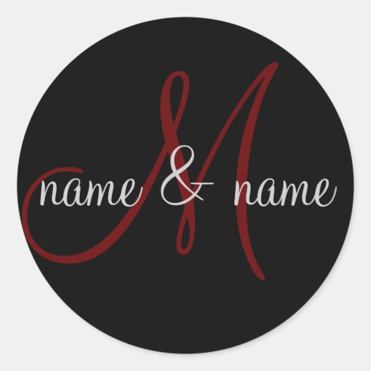 "M" monogram label, personaliseer voornamen Ronde Sticker (Voorkant)