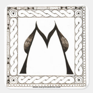 M monogram letter met Keltische rand Vierkante Sticker
