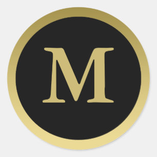 M: Monogram M Elegante Gouden en Zwarte Stickers