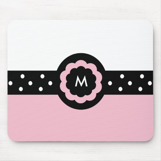 M: Monogram M Gedroogde roze & witte mousepad Muismat (Voorkant)