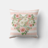 M Monogram Meisje | Geboorte Stats Hart Bloemen Kussen (Achterkant)