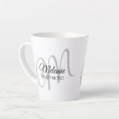 M monogram naam & initiaal mooie witte latte mok (Linkerhoek)