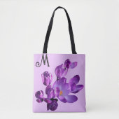  M monogram paarse bloemen boho girly Tote Bag (Voorkant)