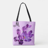 M monogram paarse bloemen boho girly Tote Bag (Achterkant)