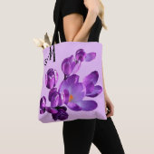 M monogram paarse bloemen boho girly Tote Bag (Dichtbij)