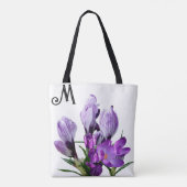  M monogram  paarse florale girly Tote Bag (Achterkant)