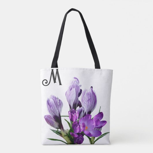  M monogram  paarse florale girly Tote Bag (Achterkant)