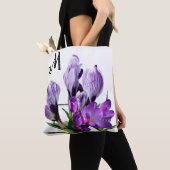  M monogram  paarse florale girly Tote Bag (Dichtbij)