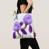  M monogram  paarse iris bloemig Tote Bag (Dichtbij)