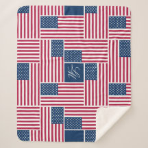 M Monogram Patriottische Amerikaanse Vlag American
