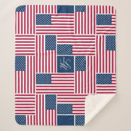 M Monogram Patriottische Amerikaanse Vlag American Sherpa Deken