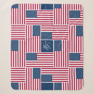 M Monogram Patriottische Amerikaanse Vlag American Sherpa Deken