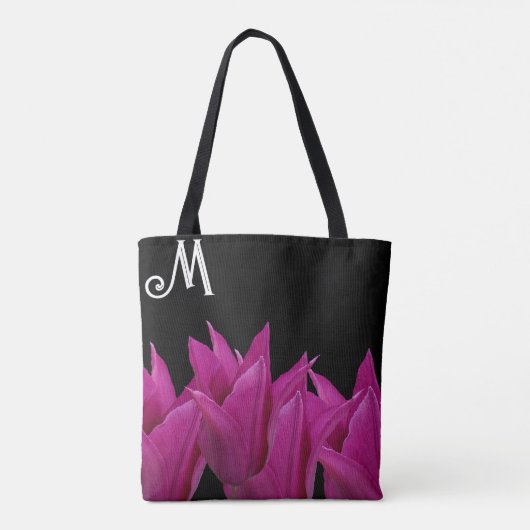  M monogram roze bloementrendy boho Tote Bag (Achterkant)