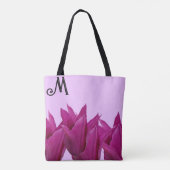  M monogram  roze floral stijlvol Tote Bag (Achterkant)