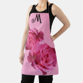 M monogram  roze rozenbloem Schort (Insitu)