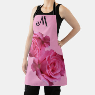  M monogram  roze rozenbloem Schort