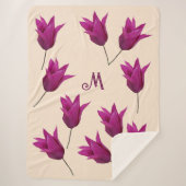 M monogram roze tulpen bloemig Sherpa Deken (Voorkant)
