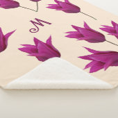 M monogram roze tulpen bloemig Sherpa Deken (3/4)