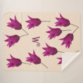 M monogram roze tulpen bloemig Sherpa Deken (Voorkant (horizontaal))