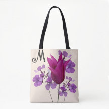 M monogram  roze tulpenbloem paarse girly