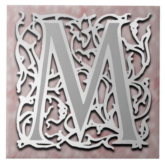 M Monogram "Silver Stone" keramische Tegel Tegeltje (Voorkant)