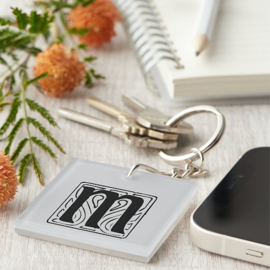 M Monogramm schwarz Sleutelhanger (Voorkant Rechts)