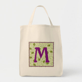 M-Monogrammed Spring Floral Grocery Tas