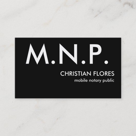 M.N.P., CHRISTELIJKE FLORES, mobiele notaris publi Visitekaartje (Voorkant)