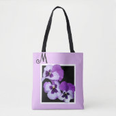  M naam monogram paarse bloemenboho Tote Bag (Voorkant)