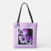  M naam monogram paarse bloemenboho Tote Bag (Achterkant)