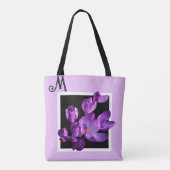 M naam monogram paarse bloemenboho Tote Bag (Achterkant)