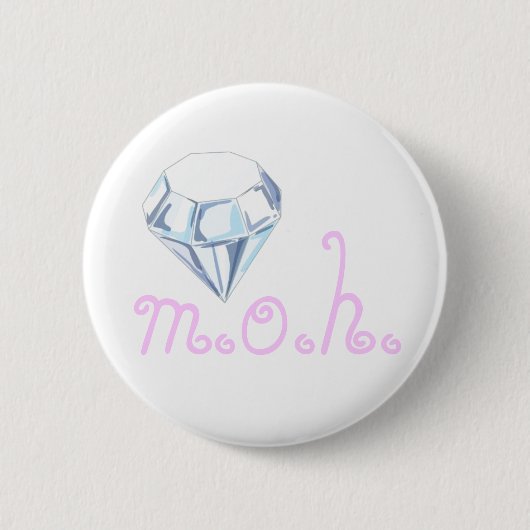 M.O.H Diamond Pink Lettering Pin Ronde Button 5,7 Cm (Voorkant)