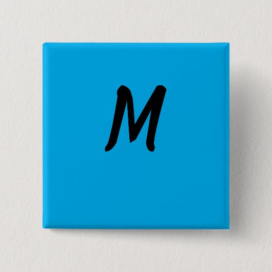 M op een blauwe vierkante button 5,1 cm (Voorkant)