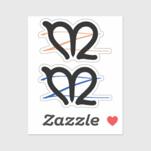 M-over-Z stickers, blauw en oranje Z (2 per vel) Sticker