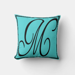 M PILLOW - De Letter M op Aqua Achtergrond Kussen
