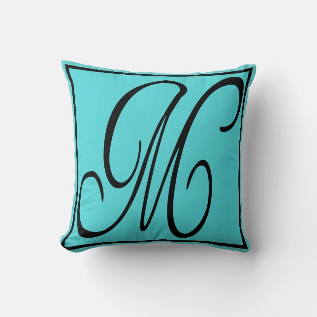 M PILLOW - De Letter M op Aqua Achtergrond Kussen (Voorkant)