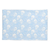M Punk pastelblauwe gotische schedels gebladerte H Kussensloop (Achterkant)