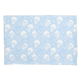 M Punk pastelblauwe gotische schedels gebladerte H Kussensloop