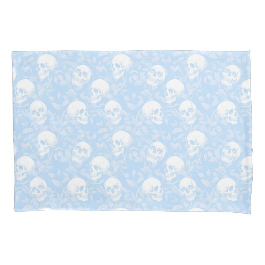 M Punk pastelblauwe gotische schedels gebladerte H Kussensloop (Voorkant)