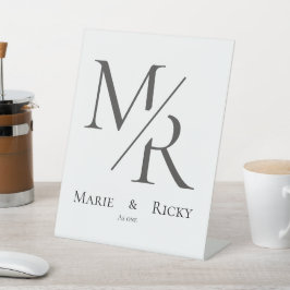 M & R | Ons Initiaal Monogram Reclamebord Met Voetstuk
