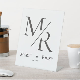 M & R | Ons Initiaal Monogram Reclamebord Met Voetstuk