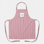 M Roze Stripe Roos Pattern Initiaal Monogram Schort (Voorkant)