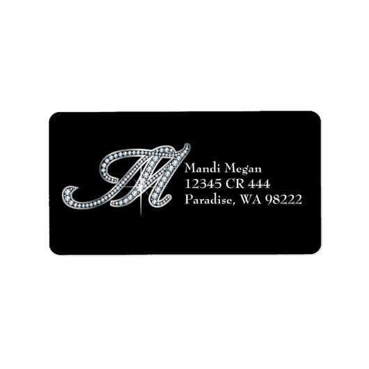 M script "Diamond Bling" Etiket (Voorkant)