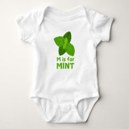 M staat voor MINT Green Veggie Alphabet M Romper