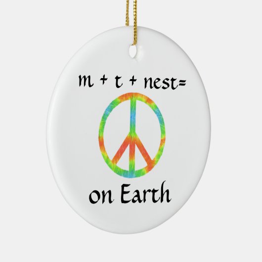 m + t + nes t = Vrede op aarde Keramisch Ornament (Rechts)
