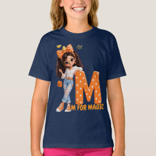 M voor Magisch Meisje - Letter M Oranje Stippen T-shirt