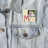 M voor mam vierkante button 5,1 cm (In situ)