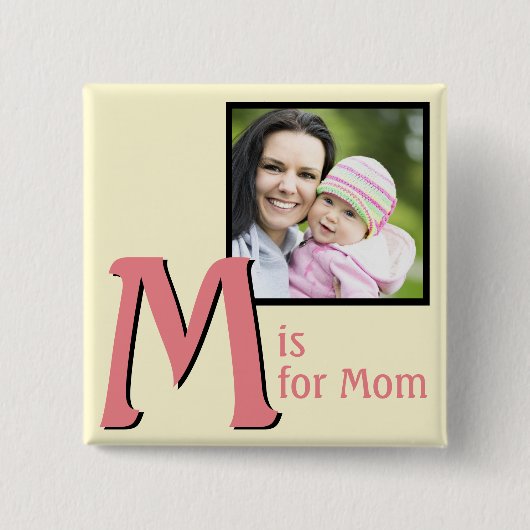 M voor mam vierkante button 5,1 cm (Voorkant)